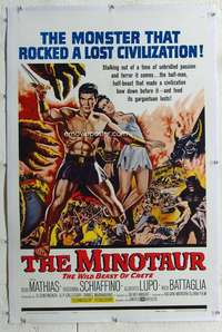 w260 MINOTAUR linen one-sheet movie poster '61 sword & sandal, Bob Mathias
