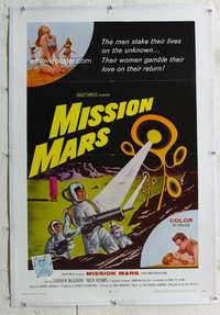 w261 MISSION MARS linen one-sheet movie poster '68 Darren McGavin, sci-fi!