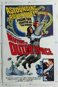 w263 MUTINY IN OUTER SPACE linen one-sheet movie poster '65 wacky sci-fi!