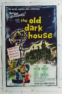 w268 OLD DARK HOUSE linen one-sheet movie poster '63 Hammer, William Castle