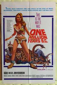 w215 ONE MILLION YEARS BC one-sheet movie poster '66 sexy Raquel Welch!