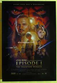 w295 PHANTOM MENACE DS style B one-sheet movie poster '99 Star Wars Episode I