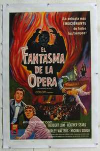 w271 PHANTOM OF THE OPERA linen Spanish/U.S. one-sheet movie poster '62 Hammer!