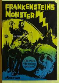 w107 EVIL OF FRANKENSTEIN Swedish movie poster '64 Peter Cushing