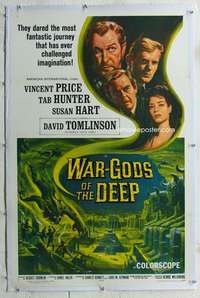 w286 WAR-GODS OF THE DEEP linen one-sheet movie poster '65 AIP, Vincent Price