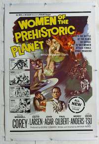 w289 WOMEN OF THE PREHISTORIC PLANET linen one-sheet movie poster '66 sexy!