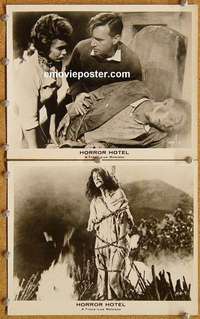 a848 HORROR HOTEL 2 8x10 movie stills '60 burned at the stake!