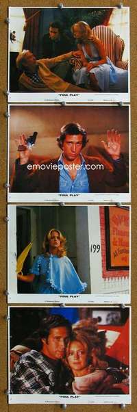 a284 FOUL PLAY 4 8x10 mini movie lobby cards '78 Goldie, Chevy Chase