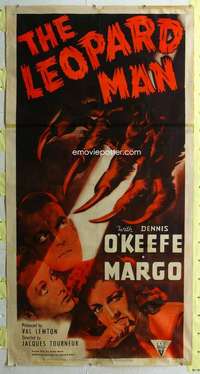 c062 LEOPARD MAN three-sheet movie poster R52 Jacques Tourneur, Val Lewton