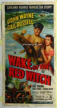 c067 WAKE OF THE RED WITCH three-sheet movie poster R52 John Wayne, Russell
