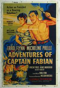 c138 ADVENTURES OF CAPTAIN FABIAN Forty by Sixty movie poster '51 Errol Flynn