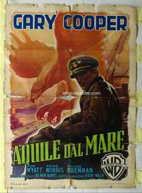 c008 TASK FORCE Italian one-panel movie poster '49 Gary Cooper in uniform!