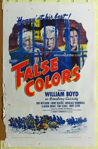 c027 FALSE COLORS one-sheet movie poster R40s Hopalong Cassidy, Mitchum
