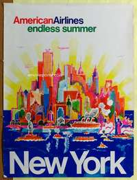 c070 AMERICAN AIRLINES NEW YORK travel poster '80s