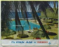 c069 PAN AM HAWAII travel poster '60s Kona Coast!