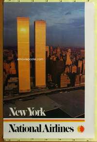 c077 NATIONAL AIRLINES NEW YORK travel poster '80s