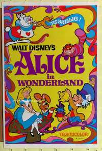 d047 ALICE IN WONDERLAND 27x41 one-sheet movie poster R74 psychedelic image!