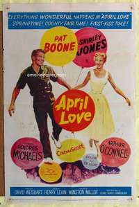 d061 APRIL LOVE 27x41 one-sheet movie poster '57 Pat Boone, Shirley Jones