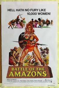 d075 BATTLE OF THE AMAZONS 27x41 one-sheet movie poster '73 sexy warrior!