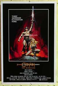 d117 CONAN THE BARBARIAN advance 27x41 one-sheet movie poster '82 Schwarzenegger
