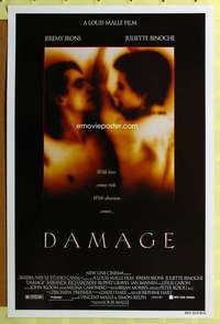 d128 DAMAGE 27x41 one-sheet movie poster '92 Jeremy Irons, Juliette Binoche, Malle