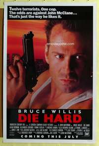 d138 DIE HARD advance 27x41 one-sheet movie poster '88 Bruce Willis, Alan Rickman