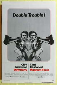 d140 DIRTY HARRY/MAGNUM FORCE 27x41 one-sheet movie poster '75 Clint Eastwood