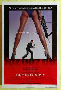 d177 FOR YOUR EYES ONLY advance 27x41 one-sheet movie poster '81 Moore as Bond!