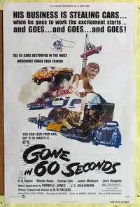d194 GONE IN 60 SECONDS 27x41 one-sheet movie poster '74 car theft!