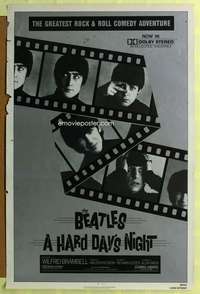 d210 HARD DAY'S NIGHT 27x41 one-sheet movie poster R82 The Beatles, rock & roll!