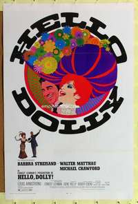 d214 HELLO DOLLY 27x41 one-sheet movie poster '70 Streisand, Matthau, Amsel art!