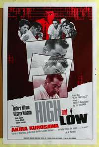 d215 HIGH & LOW 27x41 one-sheet movie poster R86 Akira Kurosawa classic!