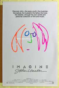 d219 IMAGINE 27x41 one-sheet movie poster '88 great John Lennon artwork!