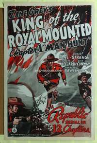 d243 KING OF THE ROYAL MOUNTED Chap 1 27x41 one-sheet movie poster '40 serial