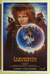 d247 LABYRINTH teaser 27x41 one-sheet movie poster '86 Bowie, Connolly, Henson