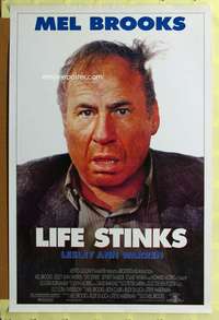 d259 LIFE STINKS DS 27x41 one-sheet movie poster '91 giant Mel Brooks close up!