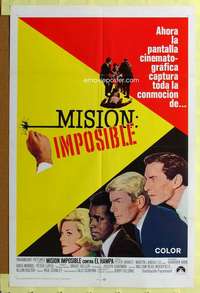 d296 MISSION IMPOSSIBLE Spanish/U.S. 27x41 one-sheet movie poster '67 Peter Graves