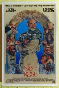 d305 NAME OF THE ROSE 27x41 one-sheet movie poster '86 Sean Connery, Drew art!