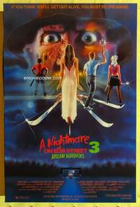 d314 NIGHTMARE ON ELM STREET 3 27x41 one-sheet movie poster '87 Freddy Krueger!