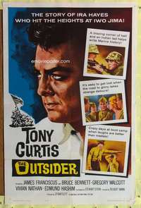 d327 OUTSIDER 27x41 one-sheet movie poster '62 Tony Curtis, Iwo Jima, WWII!