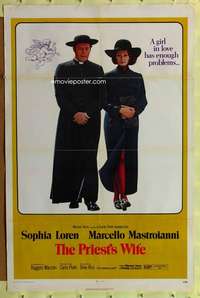 d341 PRIEST'S WIFE 27x41 one-sheet movie poster '71 Sophia Loren, Mastroianni