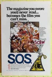 d386 S.O.S. 27x41 one-sheet movie poster '75 sexploitation, Screw on Screen!