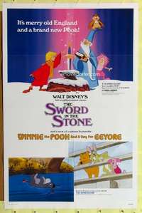 d437 SWORD IN THE STONE/WINNIE POOH & A DAY FOR EEYORE 27x41 one-sheet movie poster '83