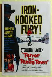 d445 TERROR IN A TEXAS TOWN 27x41 one-sheet movie poster '58 Sterling Hayden