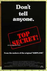 d453 TOP SECRET 27x41 one-sheet movie poster '84 Val Kilmer spy spoof!