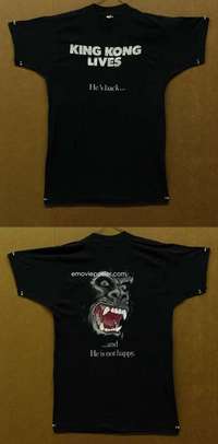 d016 KING KONG LIVES L black Special Promotional Movie T-Shirt '86 huge unhappy ape!