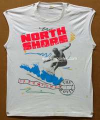 d020 NORTH SHORE L white sleeveless Special Promotional Movie T-Shirt '87 surfing!