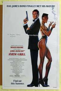 d471 VIEW TO A KILL signed advance 27x41 one-sheet movie poster '85 Lois Maxwell