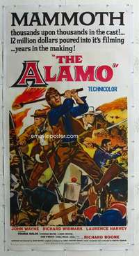 e003 ALAMO linen three-sheet movie poster '60 John Wayne, Richard Widmark