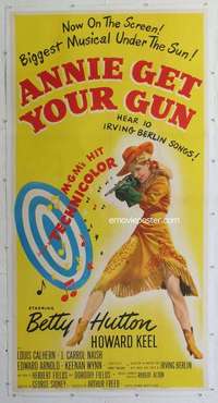 e005 ANNIE GET YOUR GUN linen three-sheet movie poster '50 Betty Hutton, Keel